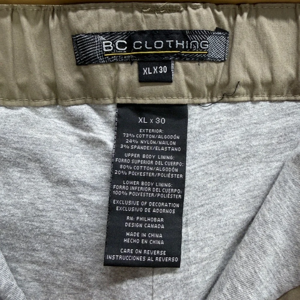 BC Clothing Mens Cargo Pants XL x 30 Khaki Tan Stretch Hiking Work Trousers